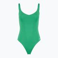 Strój pływacki jednoczęściowy damski Nike Essential V-Neck stadium green