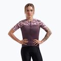 Koszulka rowerowa damska Rogelli Essential Graphic W burgundy/coral