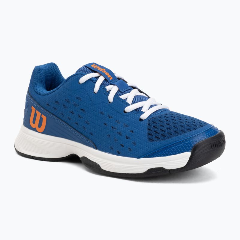 Buty do tenisa dzecięce Wilson Rush Pro Ace L Jr déjà vu blue/orange tiger/white