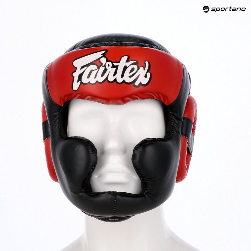 Kask bokserski Fairtex Diagonal Vision Sparring Headguard - Full Head Coverage black/red 6