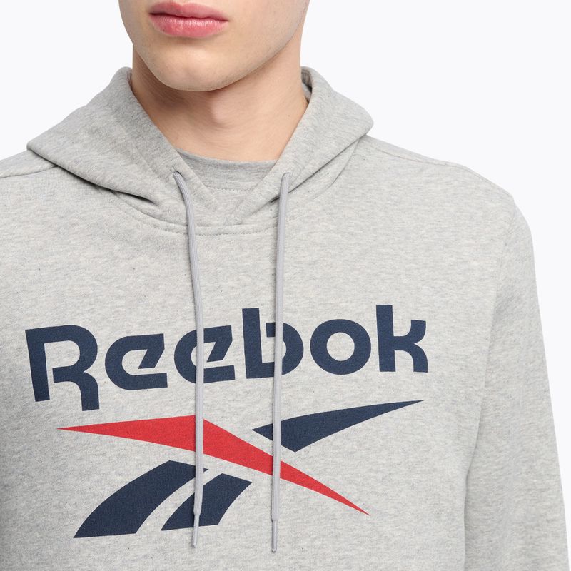 Bluza męska Reebok Identity Big Logo Fleece Hoodie medium grey heater/vector navy/vector red 3