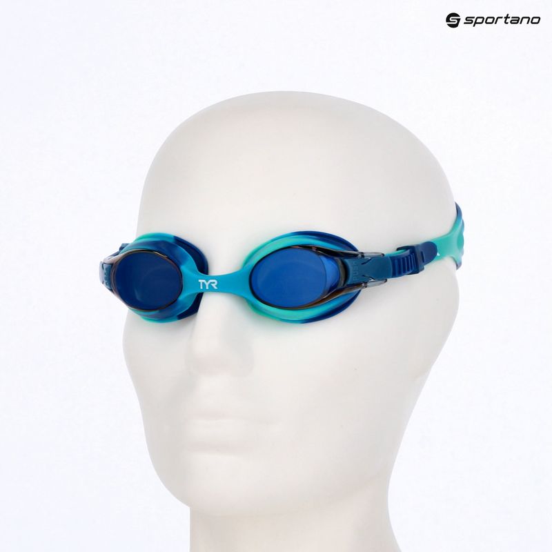 Okulary do pływania dziecięce TYR Swimple Tie Dye Mirrored blue/mint 3
