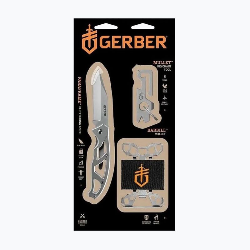 Nóż składany Gerber Paraframe I + Mullet + Barbill silver 2