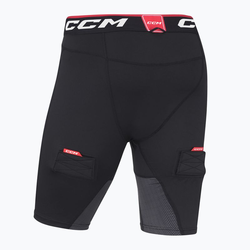 Spodenki hokejowe z suspensorem męskie CCM Ribano Compresion SR black 2