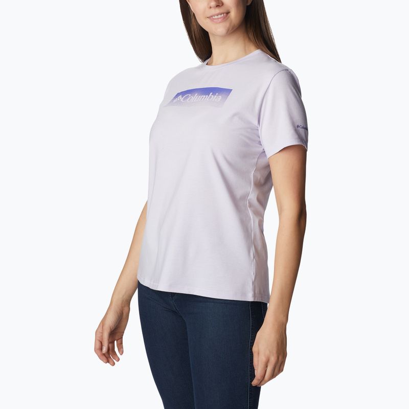 Koszulka trekkingowa damska Columbia Sun Trek Graphic purple tint hthr/framed halftone grx 3