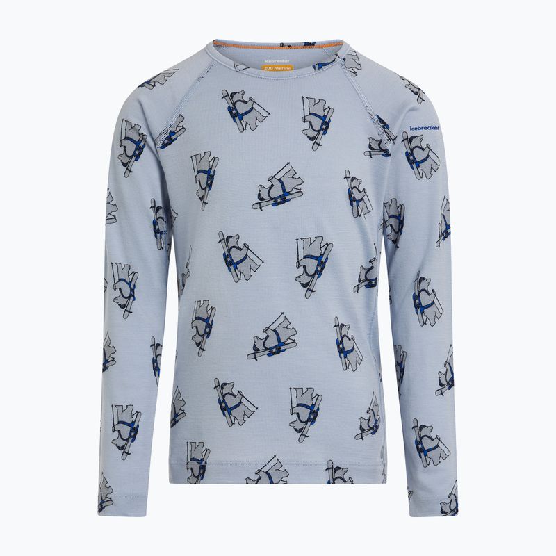 Bluza termoaktywna dziecięca Icebreaker Merino 200 Oasis Crewe Bear Tour Zinc Blue/Aop