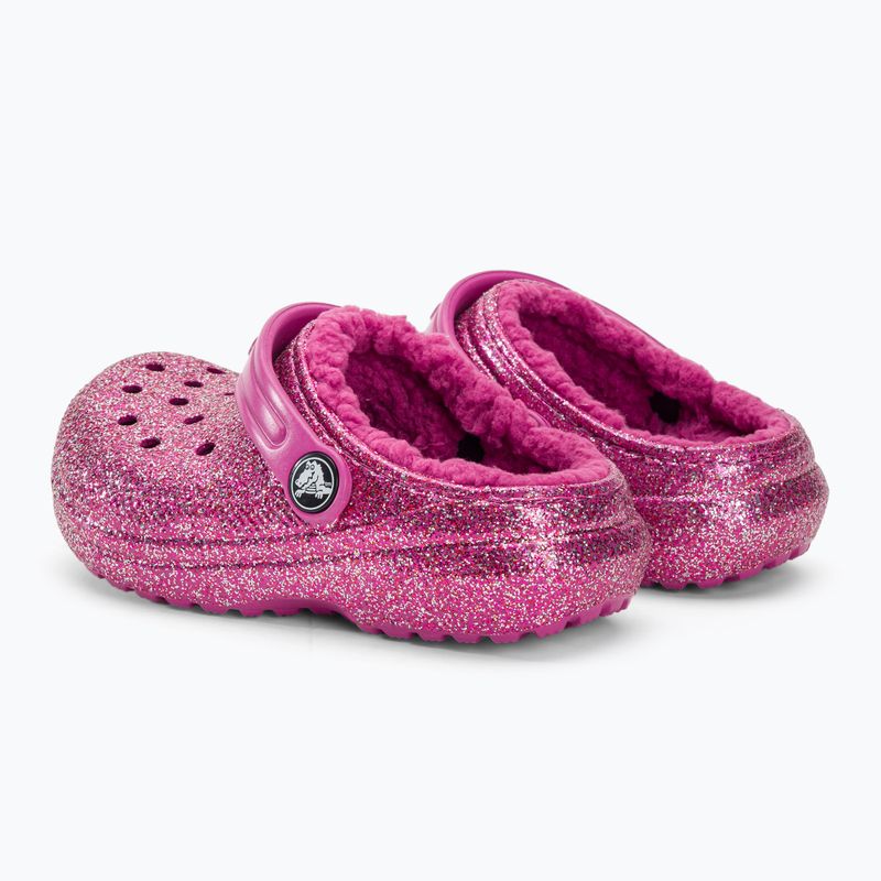 Klapki dziecięce Crocs Classic Lined Glitter Clog fuchsia fun/multi 4