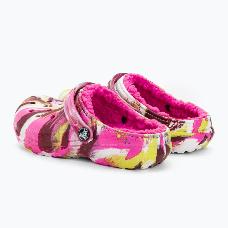 Klapki dziecięce Crocs Classic Lined Marbled Clog electric pink/multi 207773 4