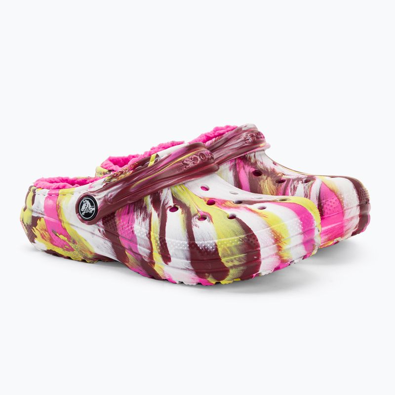 Klapki dziecięce Crocs Classic Lined Marbled Clog electric pink/multi 207773 5