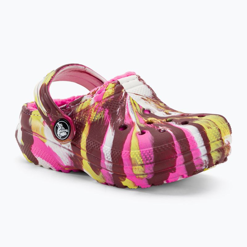 Klapki dziecięce Crocs Classic Lined Marbled Clog electric pink/multi 207778 2