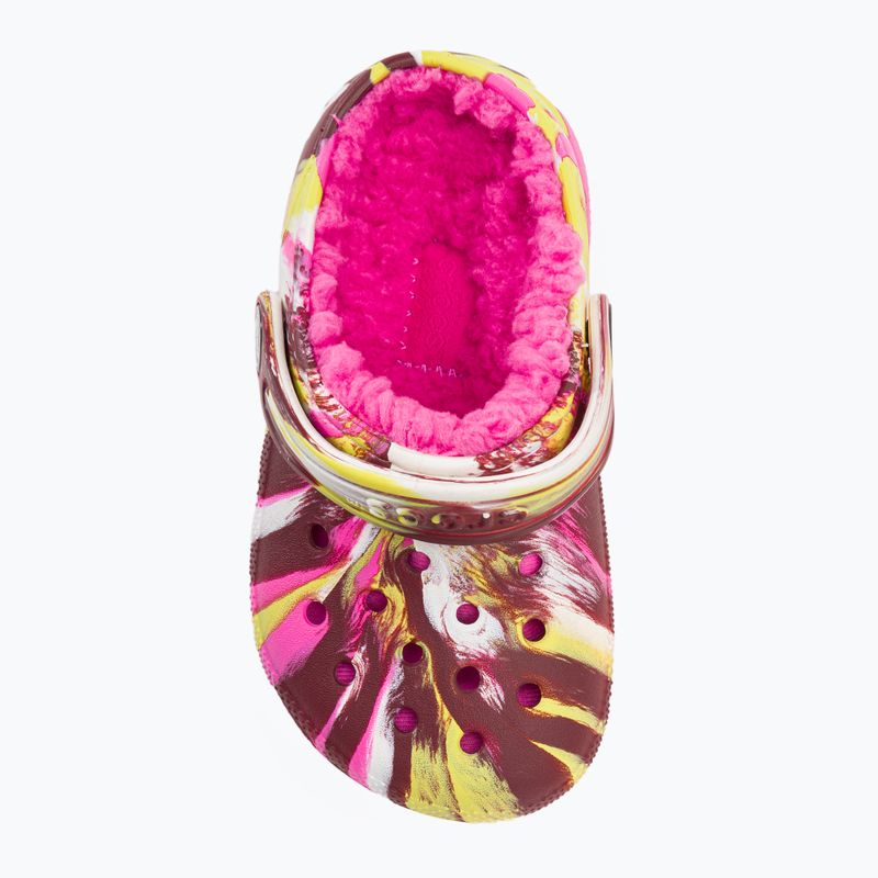Klapki dziecięce Crocs Classic Lined Marbled Clog electric pink/multi 207778 7