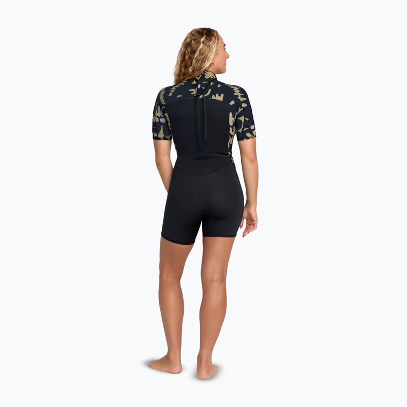 Pianka do pływania damska ROXY 2.0 mm Swell Natural Back Zip SS Springsuit black floral 2