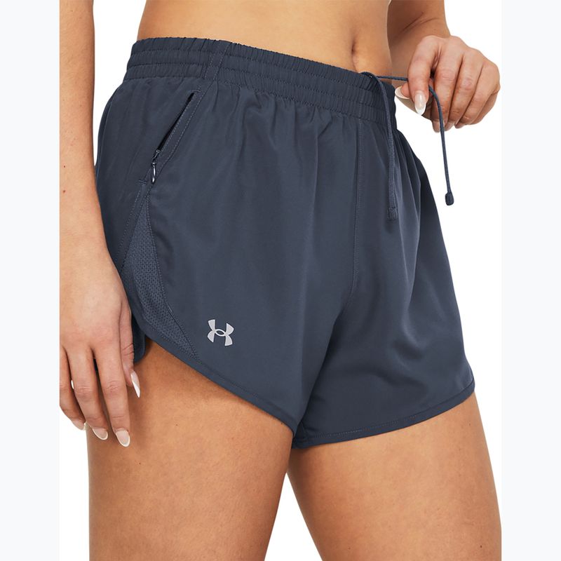 Spodenki do biegania damskie Under Armour Fly By 3" downpour gray/downpour gray/reflective 4