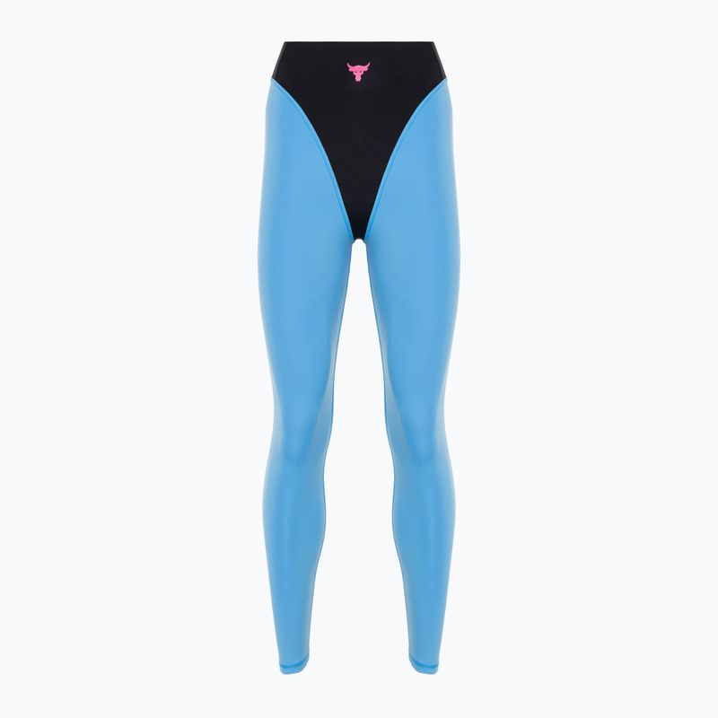 Legginsy treningowe damskie Under Armour Project Rock LG Grind Ankle Leg black/viral blue/astro pink 4