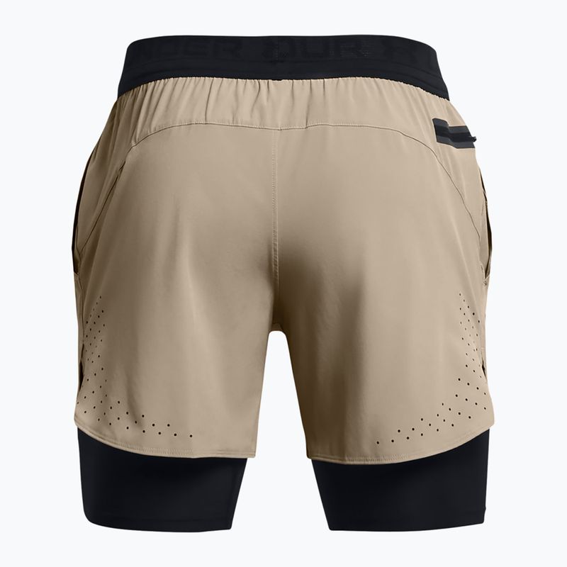 Spodenki męskie Under Armour Peak Woven 2in1 timberwolf taupe/black/black 6