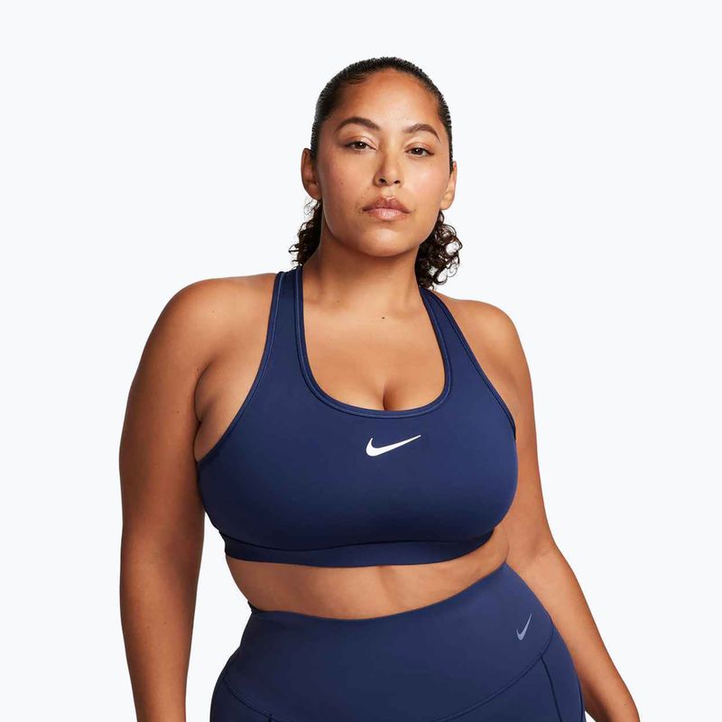 Biustonosz treningowy Nike Swoosh Medium Support midnight navy/white
