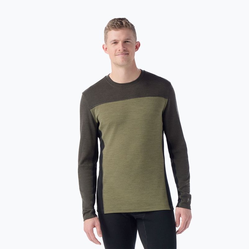 Bluza termoaktywna męska Smartwool Classic Thermal Merino Base Layer Colorblock Crew Boxed moss