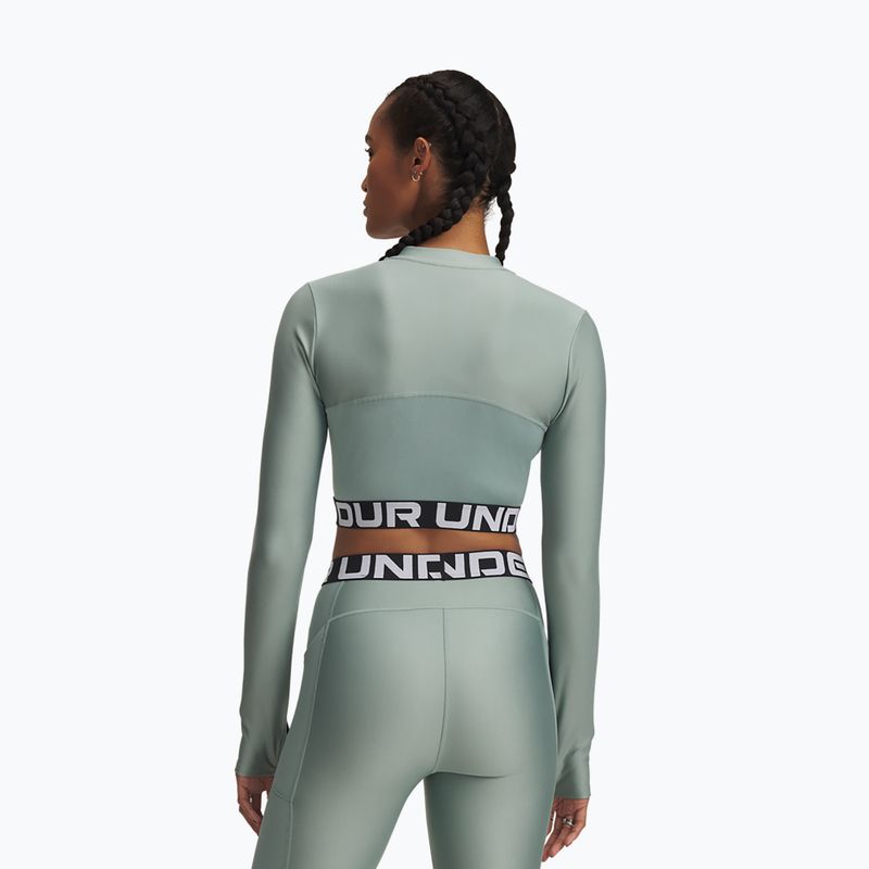 Top treningowy damski Under Armour Heat Gear Rib 1/4 Zip silica green/silica green/white 2