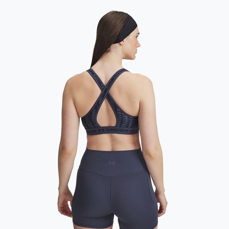 Biustonosz treningowy Under Armour Crossback Mid Print downpour gray/midnight navy/midnight navy 2