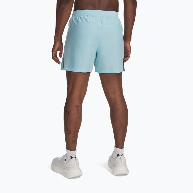 Spodenki do biegania męskie Under Armour Launch 5" stream/midnight navy/reflective 3