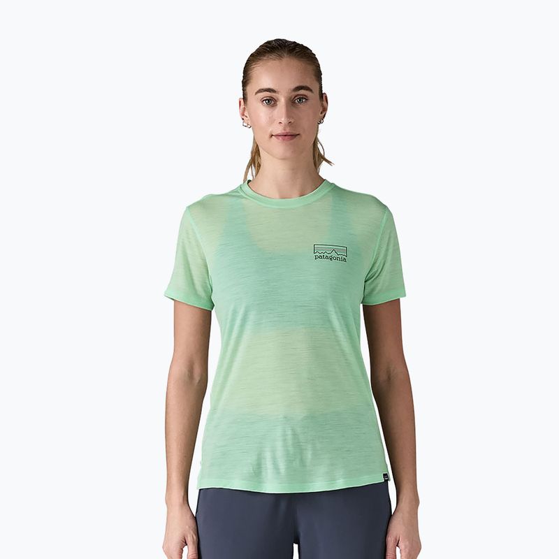Koszulka damska Patagonia Cap Cool Merino Blend Graphic Shirt fitz roy strata: rinsed green