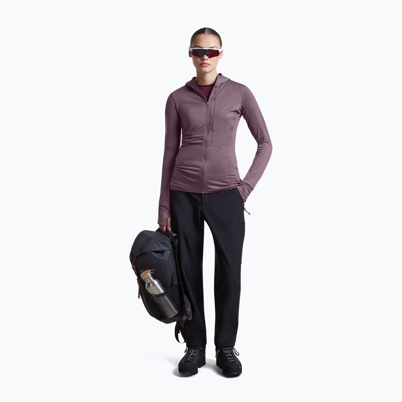 Bluza trekkingowa damska Icebreaker Merino 200 Realfleece Descender Half Zip Hoodie grey plum 2
