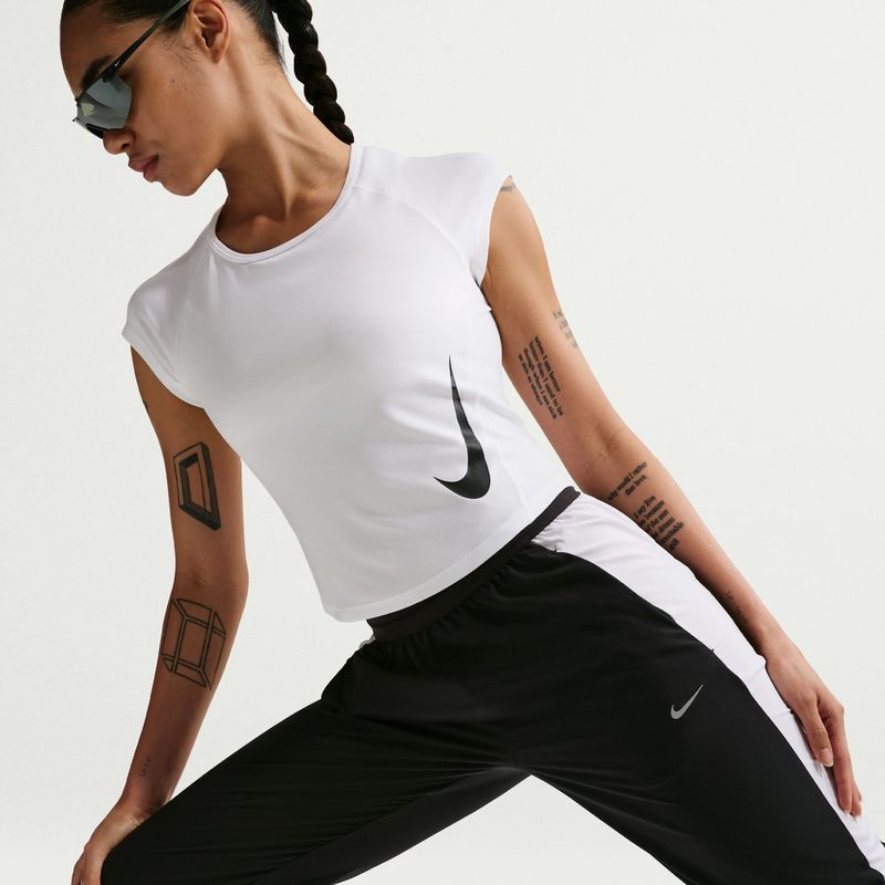 Spodnie do biegania damskie Nike Tempo Swoosh Dri-Fit Mid-Rise 7/8 black/white 7