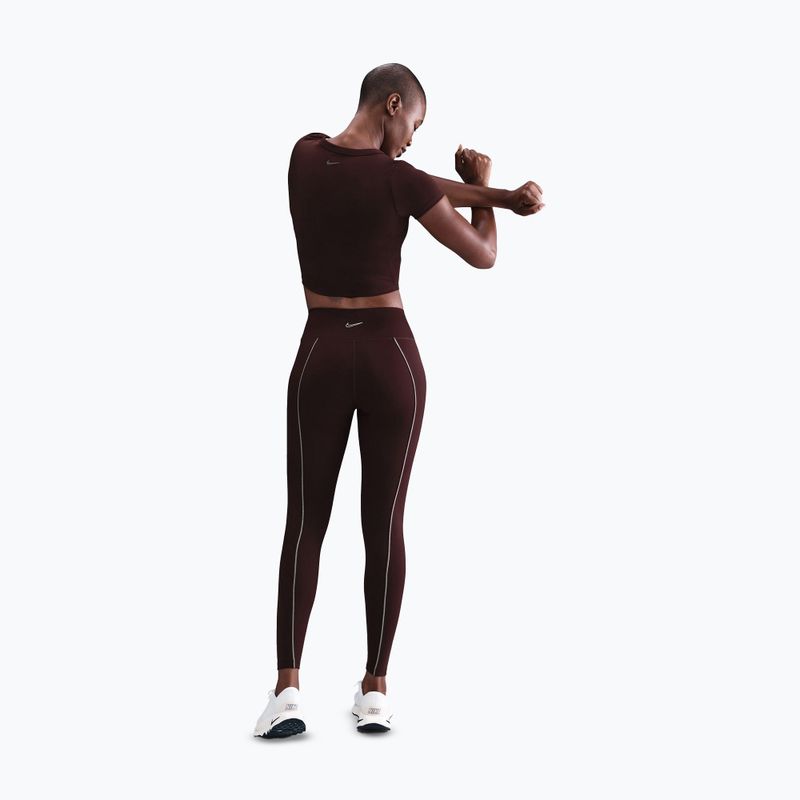Legginsy damskie Nike One High-Waisted burgundy crush 3
