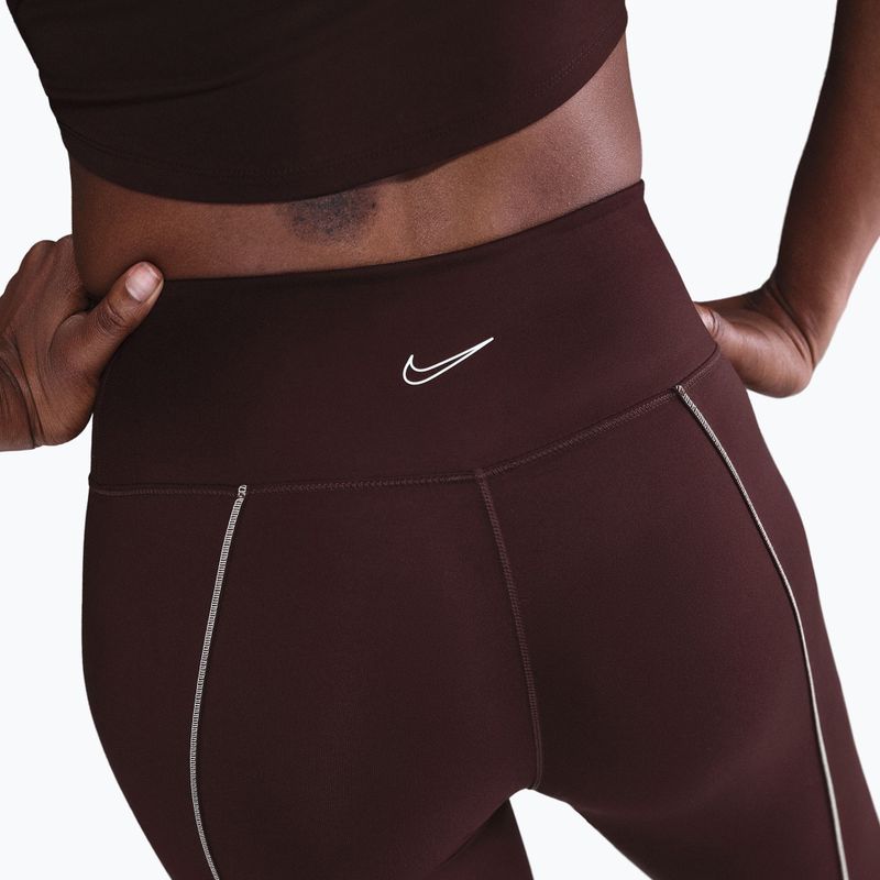 Legginsy damskie Nike One High-Waisted burgundy crush 5