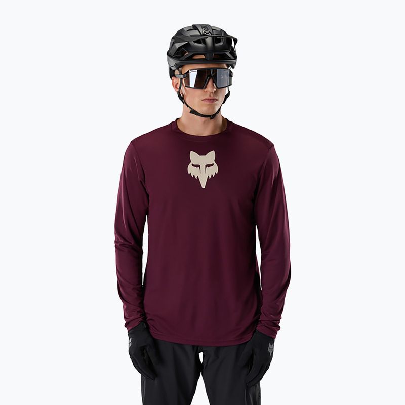 Longsleeve rowerowy męski Fox Racing Ranger Fox Head LS dark maroon