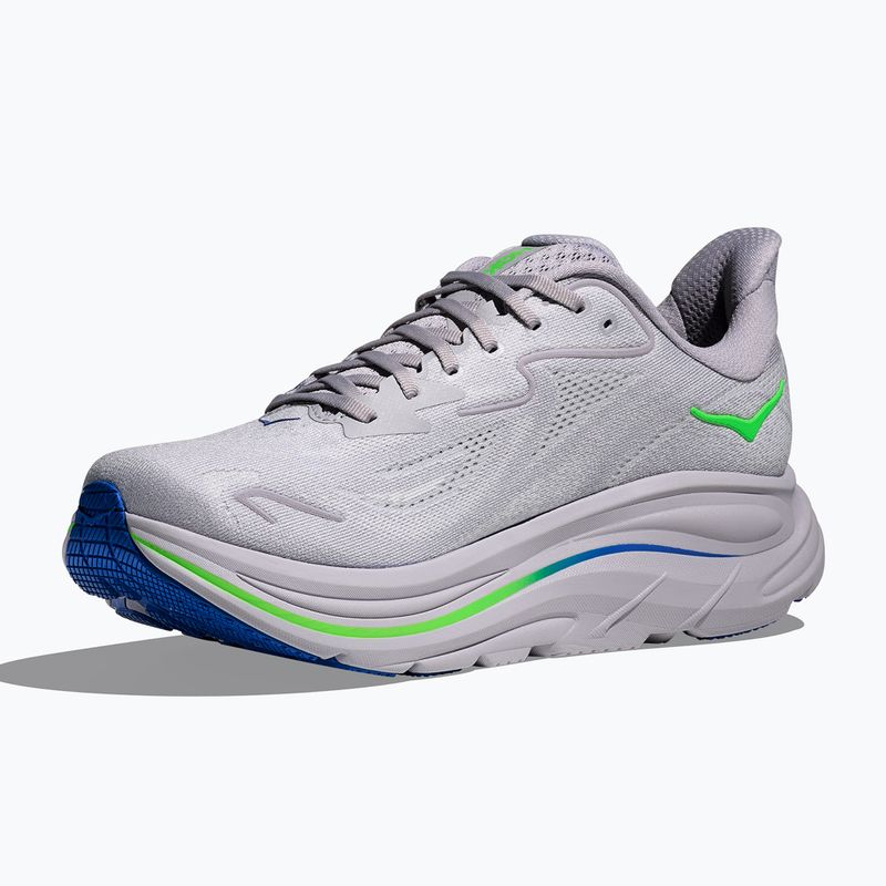 Buty do biegania męskie HOKA Clifton 10 Wide ash grey/neon green 2
