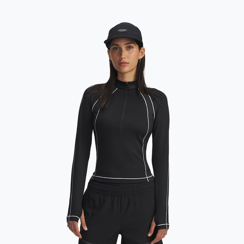 Longsleeve treningowy damski Under Armour ColdGear Textured 1/2 Zip black/white/metalic silver