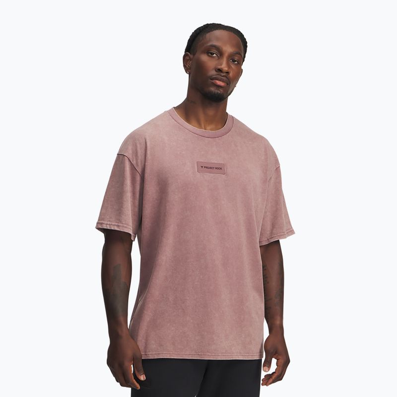 Koszulka treningowa męska Under Armour Project Rock Heavyweight Oversized maroon mist/black