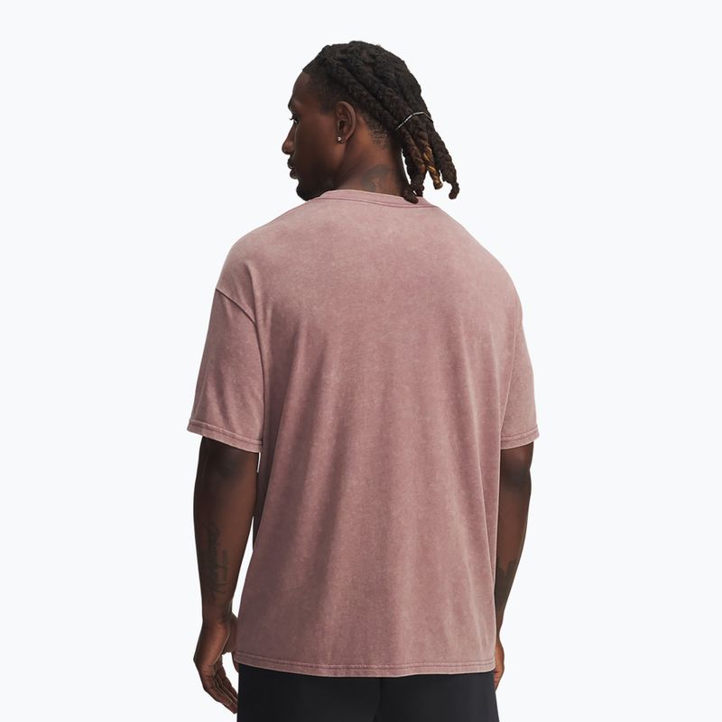 Koszulka treningowa męska Under Armour Project Rock Heavyweight Oversized maroon mist/black 2