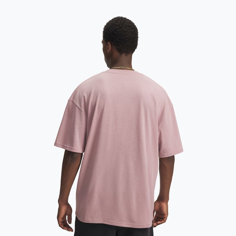 Koszulka męska Under Armour Woven Label Heavyweight tourmaline pink/black 2