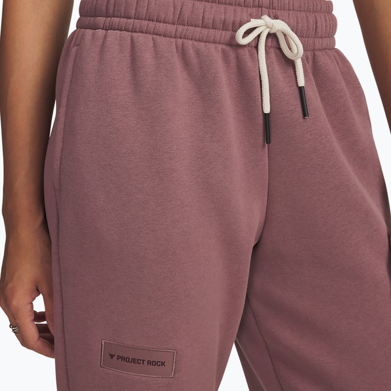 Spodnie treningowe damskie Under Armour Project Rock Icon maroon mist/black 3