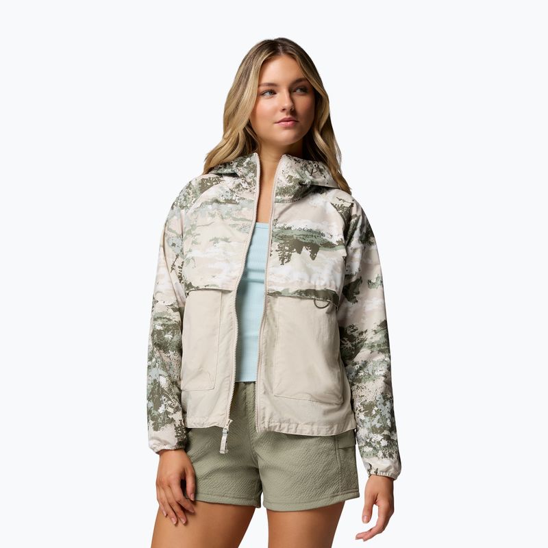Kurtka przeciwwiatrowa damska Columbia Spire Valley Printed Windbreaker safari fieldaze print/dark stone 5