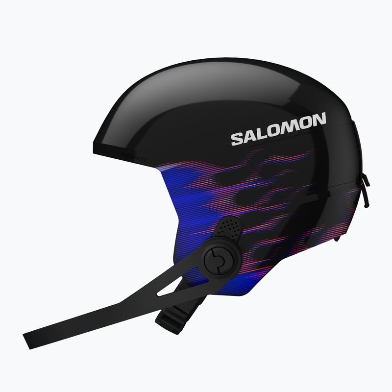 Kask narciarski dziecięcy Salomon Equipe Fis + Chinguard Jr black/flames 4