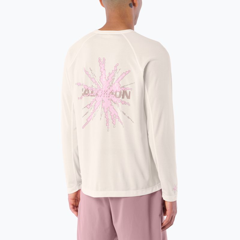 Longsleeve do biegania męski Salomon Shakeout Core Tee GFX LS whisper white/pink frosting 2