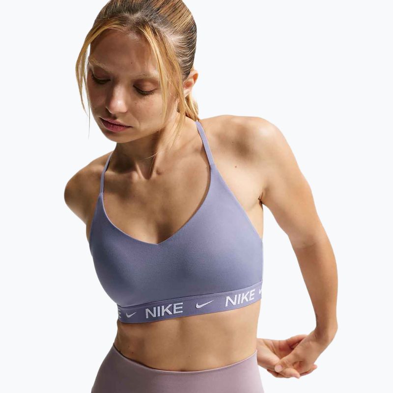Biustonosz treningowy Nike Dri-Fit Indy Light Support iron purple/iron purple/white
