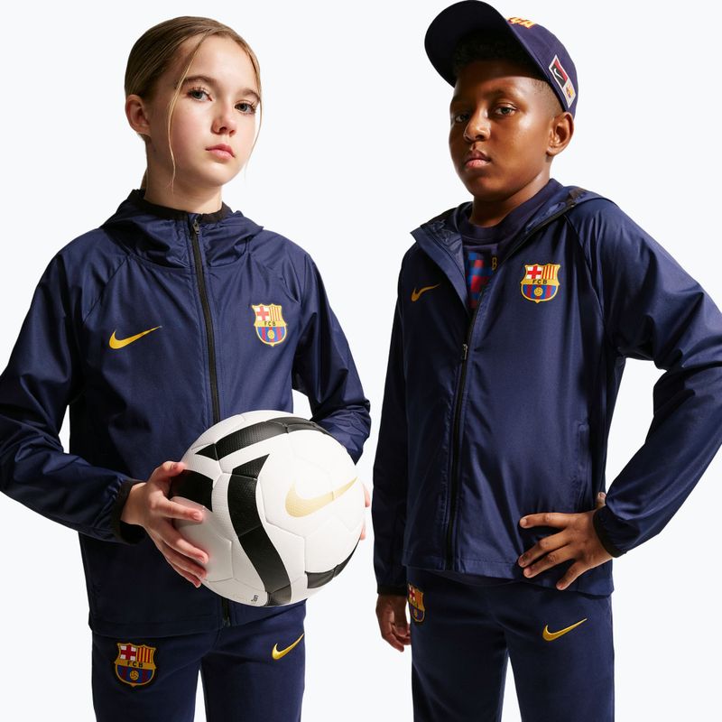 Kurtka piłkarska dziecięca Nike FC Barcelona Academy Pro blackened blue/black/mineral yellow
