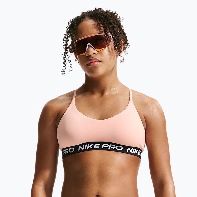 Biustonosz treningowy dziecięcy Nike Pro Indy arctic orange/black/white