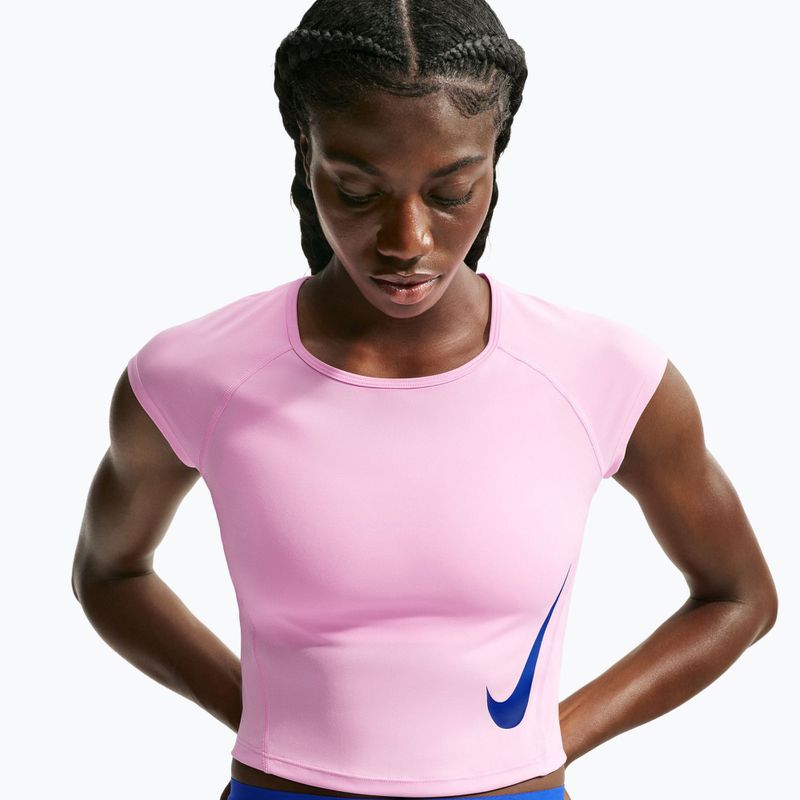 Koszulka do biegania damska Nike Tempo Swoosh Run Dri-Fit pink rise/pink rise/old royal