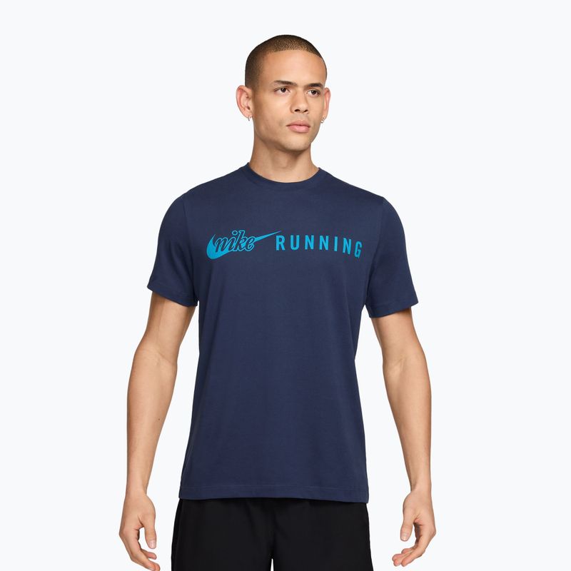 Koszulka do biegania męska Nike Dri-Fit Running T-Shirt midnight navy/light current blue