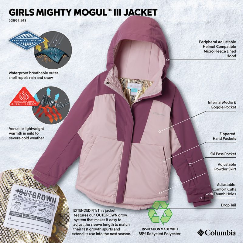 Kurtka narciarska dziecięca Columbia Mighty Mogul III mineral pink/antique mauve 4