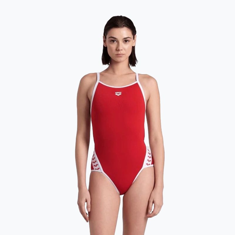 Strój pływacki jednoczęściowy damski arena Icons Super Fly Back Solid red/white 4