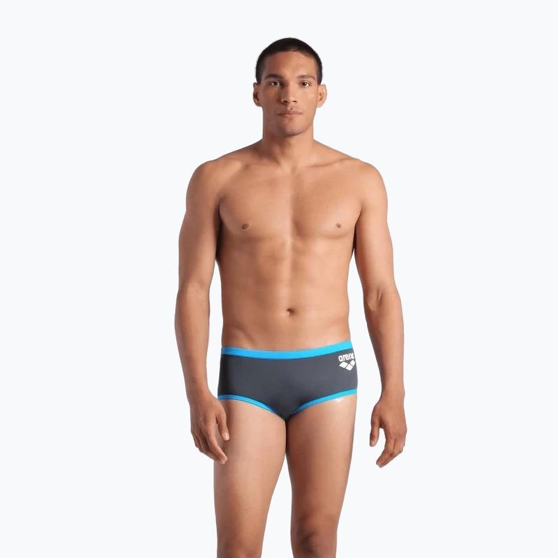Bokserki pływackie męskie arena One Low Waist Short Big Logo asphalt/turquoise 4