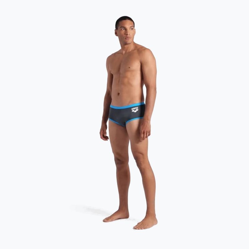 Bokserki pływackie męskie arena One Low Waist Short Big Logo asphalt/turquoise 5