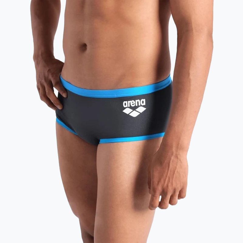 Bokserki pływackie męskie arena One Low Waist Short Big Logo asphalt/turquoise 7