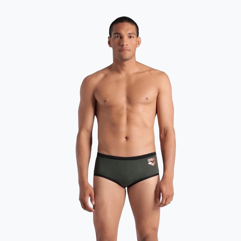 Bokserki pływackie męskie arena One Low Waist Short Big Logo dark sage/black 4